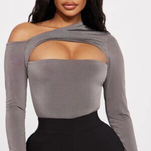 Gimme What I Want One Shoulder Top - Charcoal